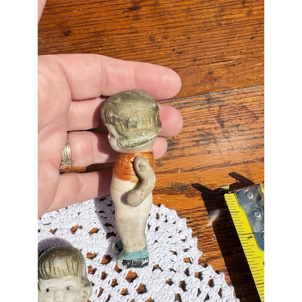 Antique Hinged Bisque Porcelain Dolls 4" Tall Set of 4 Japan Dionne? - Picture 12 of 16